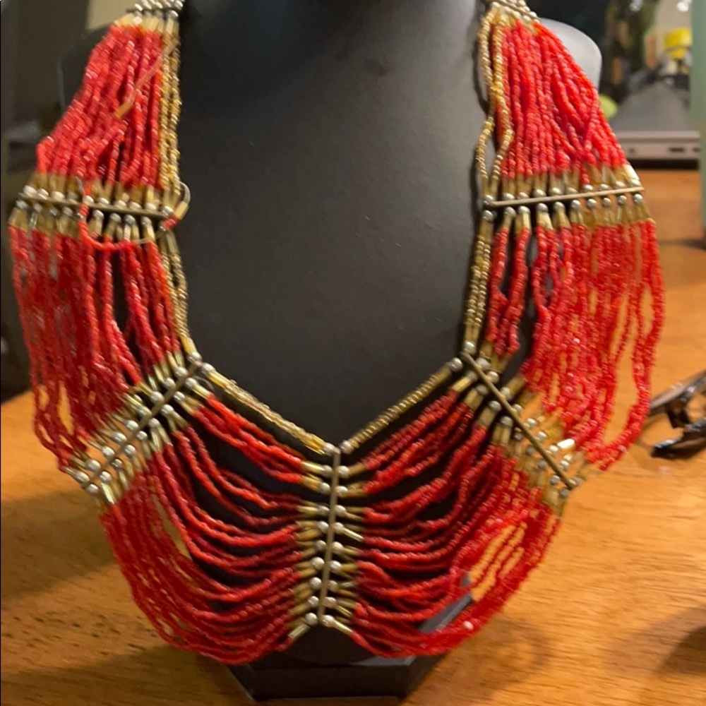 Vintage Multilayer Red Choker